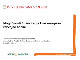 Mogućnosti financiranja kroz europske razvojne banke