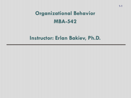 1: Introduction to Organizational Behavior