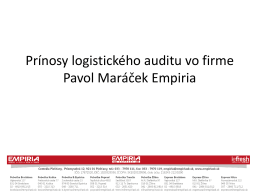Prínosy logistického auditu vo firme Empiria