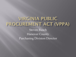 Virginia public procurement act (vppa)