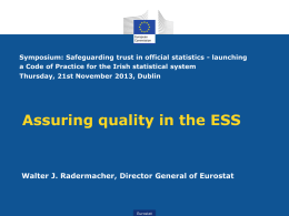 Presentation by Walter Radermacher,the Director General of Eurostat