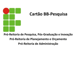 Cartão BB-Pesquisa - Instituto Federal de Minas Gerais