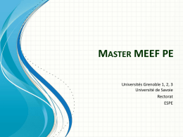 Master MEEF PE - ESPE de l`académie de Grenoble