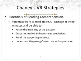 MCAT Chaney`s Verbal Reasoning Mastery Lecture Notes #5