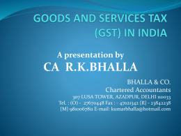 GOODS AND SERVICES TAX (GST) IN INDIA