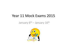 Year 11 Mock Exams 2015
