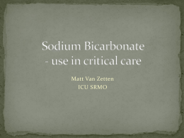 Sodium Bicarbonate - use in critical care