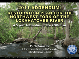 2011 Restoration Plan for the Northwest Fork of the Loxahatchee River