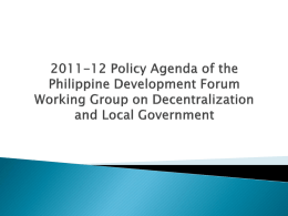 Policy Agenda of the PDF-WG on Decentralization and Local