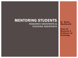 Student Mentoring - Research Assistants and Teaching Assistants