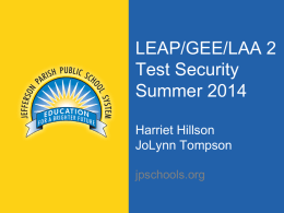 Test Security Measures Summer 2014
