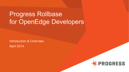 OpenEdge/Rollbase Roadmap