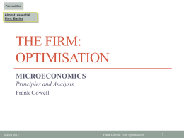 The Firm: Optimisation
