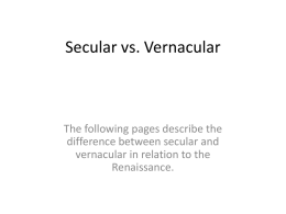 14 WH Secular vs Vernacular