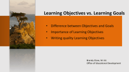 Learning Objectives vs. Learning Goals