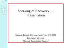 Speaking of recovery&hellip; presentation