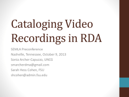 Cataloging video recordings in Rda