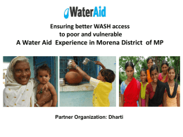 Ensuring Better WASH Access to Poor and Vulnerable