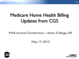 Medicare Home Health Billing Updates from CGS