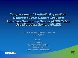 PopSyn II Features - 15th TRB National Transportation Planning