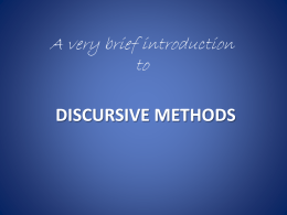 DISCURSIVE METHODS - Researcher Education Programme