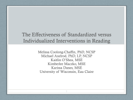 Brief Experimental Analysis in Practice - University of Wisconsin