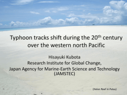 Typhoon tracks shift during the 20th century over the western north