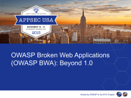 (OWASP BWA): Beyond 1.0