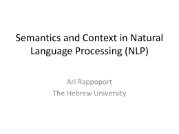 Semantics and Context in Natural Language Processing - ICRI-CI