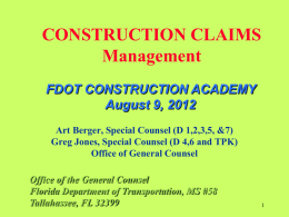 (Claim). - Florida Department of Transportation