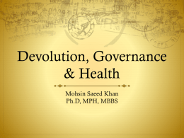 Devolution, Governance & Health