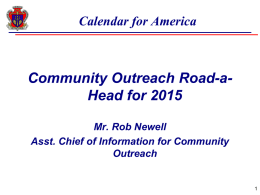 Community Outreach Road Ahead for 2015