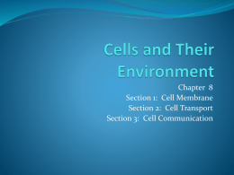 Cells and Their Environment Chapter 8