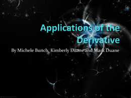 Applications of the Derivative