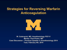 Strategies for Reversing Anticoagulation