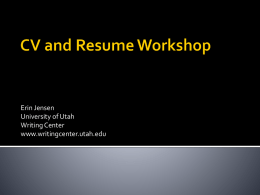 CV and Resume - University Writing Center