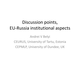 Presentation of discussant Dr Andrei Belyi