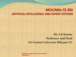 (i) Artificial Intelligence and expert system [12.09.14]