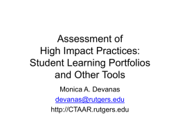 Assessment of High Impact Practices: Student Portfolios and Other