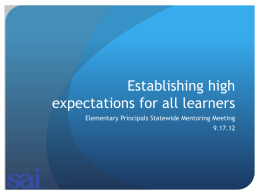 Rationale and Strategies for Establishing High Expectations