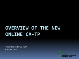 Overview of the New Online CA-TP
