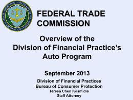 FTC: Update on Financial Practices and Consumer Credit