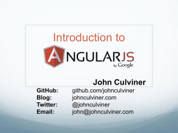 Intro To AngularJS Slide Deck