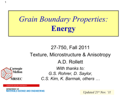 Grain Boundary Energy - Materials Science and Engineering