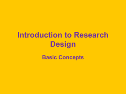Introduction to Research Design, Part I