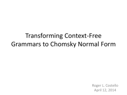 Transforming context-free grammars to Chomsky Normal Form