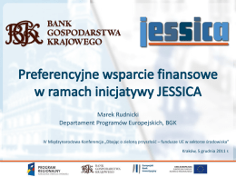 Preferencyjne wsparcie finansowe w ramach inicjatywy UE JESSICA