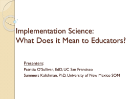 Implementation Science: What Does it Mean to Educators?