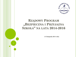 Rządowy Program „Bezpieczna i Przyjazna Szkoła” na lata 2014-2016