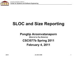 SLOC and Size Reporting - Software Engineering II